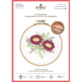 DMC Wild Dahlia Flower Embroidery Kit - TB155 - Free Frame