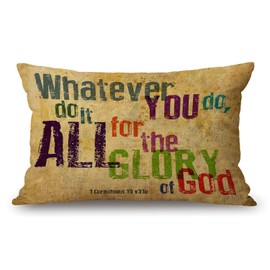 Christian Bible Verse Pillow Covers 12" x 20" Lumbar Pillow Covers Home Decorative Cotton Linen Cushion Case for Sofa Couch Housewarming Family Room Décor
