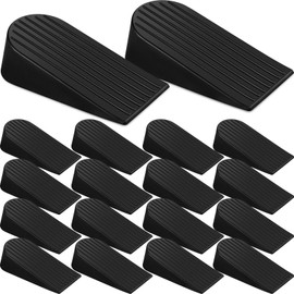 Frienda Paquete de 16 topes grandes de goma resistentes para la parte inferior de la puerta, tope de cuña para oficina en casa (negro)