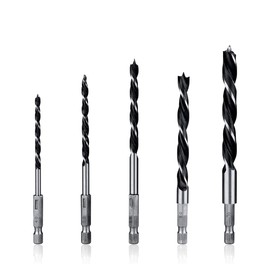 Garegce 5PCS Brad Point Wood Drill Bit Set with Diameter 4/5/6/8/10mm, Wood Drill Bit Set or Woodworking DIY Lover Carpenter, Spiral Twist Drilling Tool for Woodworking Softwood Plywood