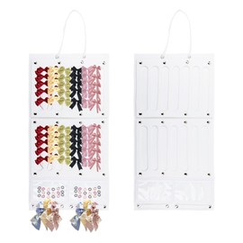 Klmnop Hair Bows Organizer For Girls, Hanging Bow Holder For Girls Hair Ribbons Hair Clip Headbands Organizer, Baby Hair Accessory Storage Wall Display for Girl Room(White)