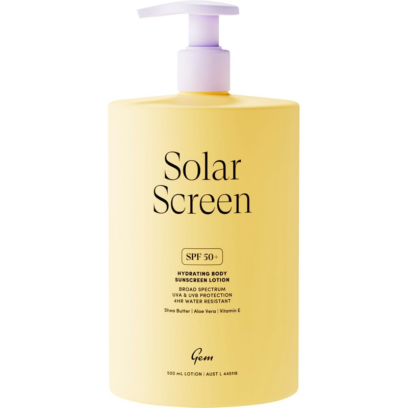 Gem Solar Screen SPF50+ Hydrating Body Sunscreen Lotion 500ml