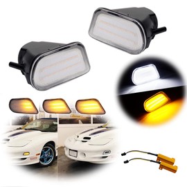 KENRTIR Clear Lens Switchback White/Amber DRL LED Turn Signal Lamp Replacement Compatible with 1998-2002 Pontiac Firebird Trans Am Front Corner Side Marker Parking Lights Assembly