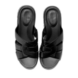 Cole Haan Women's Zerogrand Slotted Slide Flat Sandal, Black/Black, 10