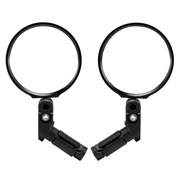 ROCKBROS Bicycle Mirror, Bar End, Rearview Mirror, Side Mirror, Left and Right Set, Convex Lens, Flat Lens, 360° Rotation, Small, Easy Installation, Wide Viewing Angle, Accident Prevention, Φ0.6 - 0.9 inches (16 - 22 mm), Road Bike, Cross Bike, Round-Sho