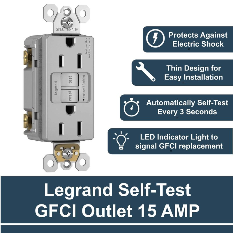 Legrand radiant 1597TRGRYCCD4 15 Amp GFCI Self Test Tamper Resistant