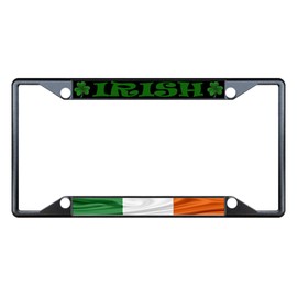 Fastasticdeals Irish Wavy Flag with Shamrock License Plate Frame Tag Holder Cover