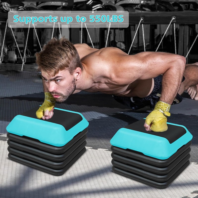 MIIUDGIG 16"x16" Exercise Aerobic Step Platform with 4 Risers, Adjustable