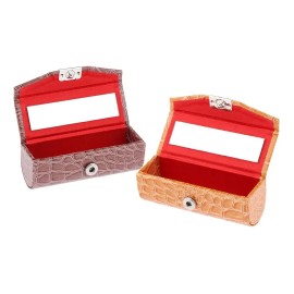 Estuche De Lápiz Labial Individual De Pu Marrón Anaranjado
