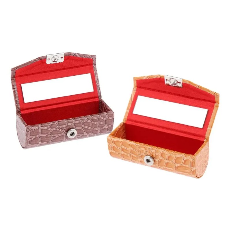 Estuche De Lápiz Labial Individual De Pu Marrón Anaranjado