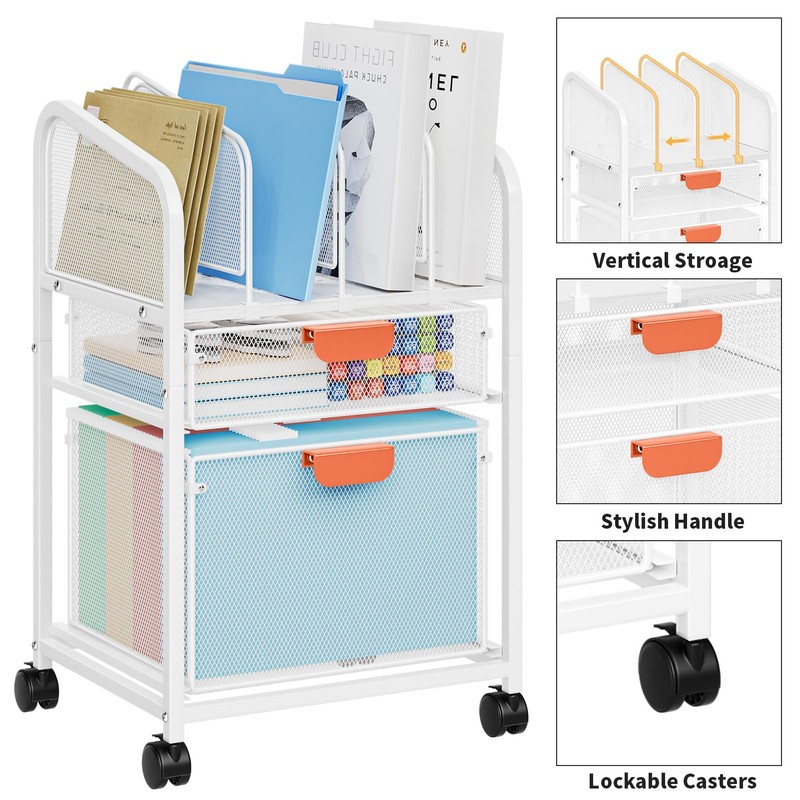 Marbrasse Rolling file Cart with Adjustable Dividers, Mobile File Cabinet