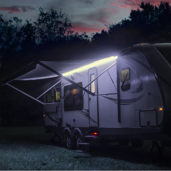 RecPro RV Camper Motorhome Travel Trailer 12' White LED Awning