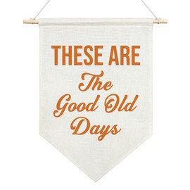 JMYROG These are The Good Old Days Canvas Hanging Pennant Flag, Farmhouse Porch Home Living Room Office Decor, Vintage Nostalgia Quote Banner, Motivational Gifts for Family Friend Coworker BFF