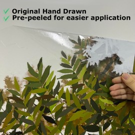 funlife Original Hand Drawn Huge Harf Olive Tree Wall Decals, Tree Wall Art Stickers Wall Decor for Living Room Boys and Natural Gender Room Playroom, Huge Harf Olive Tree Birds Set 38.98"x82.68"