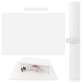 (MAT ONLY) White Nail Art Table Mat, Foldable Nail Art Hand Rest Pad for Nail Arm Rest Cushion, Soft Microfiber Leather Nail Mat, Manicure Pad Nail Table Pad Desk Mat for Nail Technician Salon Home