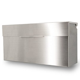 Pochar Rainproof Stainless Steel Mailbox for Walls, Heavy Duty Wall Mounted Mailbox - 14.5'' x 3.75'' x 7.1'' Rust Proof Steel Dropbox with Rainproof Design (Silver)