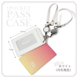 Pretimo Pass Case, 1 Pocket, Reel Included, Bicycle, Red, Yellow, Gradient, Colorful, Clear Pocket, Card Case, Card Holder, Checkered Pattern, Chalinko, Chalinko, Chari, Bicycle, Red Yellow / PS1pw,