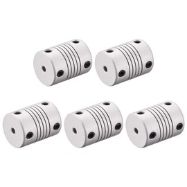 sourcing map 5 Pieces 3 mm to 3 mm Aluminium Alloy Rod Flexible Coupling Motor Plug Connection L25 x D19 Silver