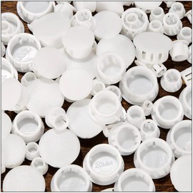 Pack of 160 Drill Hole Cover Caps, Furniture Hole Cover Plugs, Plastic Hole Plugs, Furniture Cover Caps, for Furniture Cabinet, 8 Sizes 6 mm/8 mm/10 mm/12 mm/16 mm/20 mm/22 mm/25 mm Cover Caps (White)