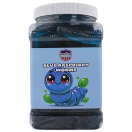Gummy Worms Jar, (Blue Raspberry Flavor 1.5 Pound)
