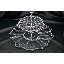 Czech Bohemian Crystal Glass 2-Tiers Sweets Stand Cakes Fruits Cupcakes Candy Dessert Plates Width 8"/14" Elegant Centerpiece for Home Decor Wedding Birthday Anniversaries Housewarming