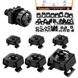 Tanstic 48Pcs Cage Nuts Snap-in Cage Nuts Rack Mount Cage Nuts Rack Mount Clip Nuts for Server Shelf Cabinets Rack Mount(M4 5 6 8 10 12)
