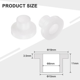 QUARKZMAN Pack of 20 Flange Bushings Plastic Plain Bearings ID 8 mm x OD 10 mm x Length 11 mm Nylon Bushings, White