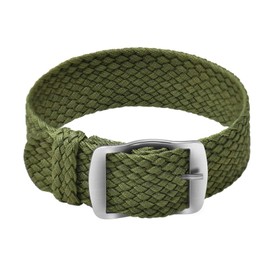 ULLCHRO Unisex Perlon Nylon Bracelet with Stainless Steel Silver Buckle, Army Green