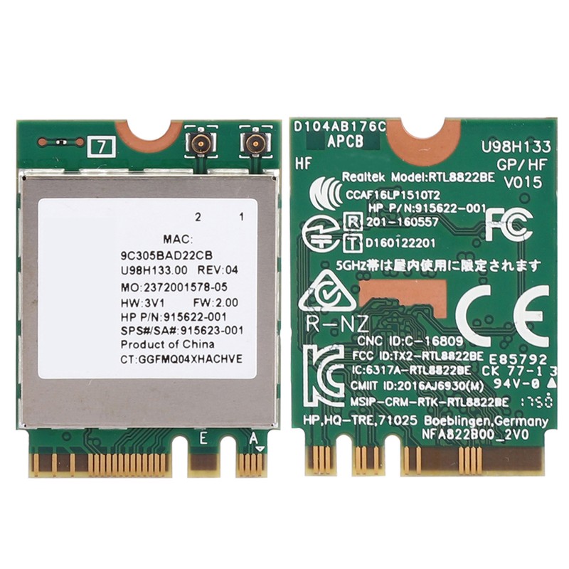Network Card RTL8822BE Dual Band 2.4G/5G M.2 Interface Support for