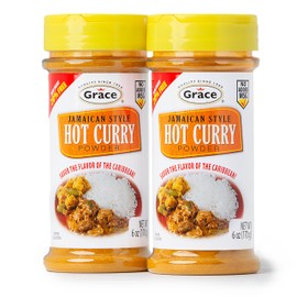 Grace Hot Curry Powder 6oz - 2 Pack - Jamaican Style Hot Curry Powder - Kosher & Non-GMO