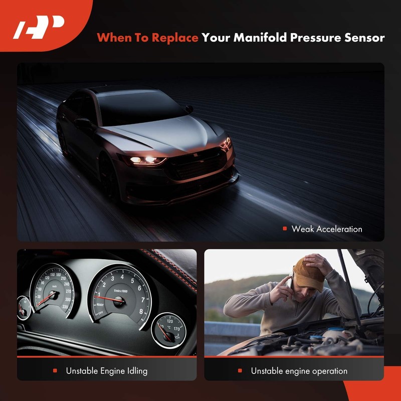 A-Premium Turbo Boost Pressure Sensor [4 Pins] Compatible with Volvo