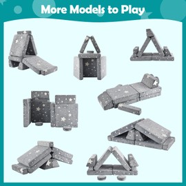 whiffee 10Pcs Kids Play Couch,Toddler Sofa,Modular Kids Couch for Playing, Creativing, Sleeping (Luminous Color)