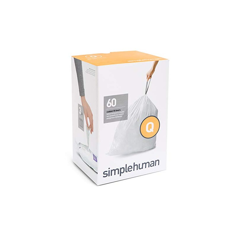 simplehuman Code Q Custom Fit Trash Can Liner, 3 refill