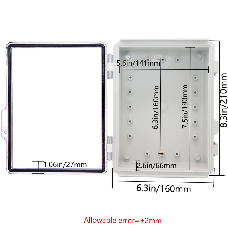 Zulkit Junction Box,IP67 Waterproof Electrical Box Hinged Clear Cover Stainless
