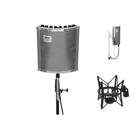 LyxPro Vocal Booth 40 Portable Acoustic Isolation Instrument Shield, Sound Absorbing, Reflection Panel Heavy Duty Gooseneck with Condenser Anti Vibration Spider Microphone Shockmount Kit