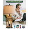 G-SAFAVA 23.75" Farmhouse Table Lamps USB A+C Charging Ports 3-Way