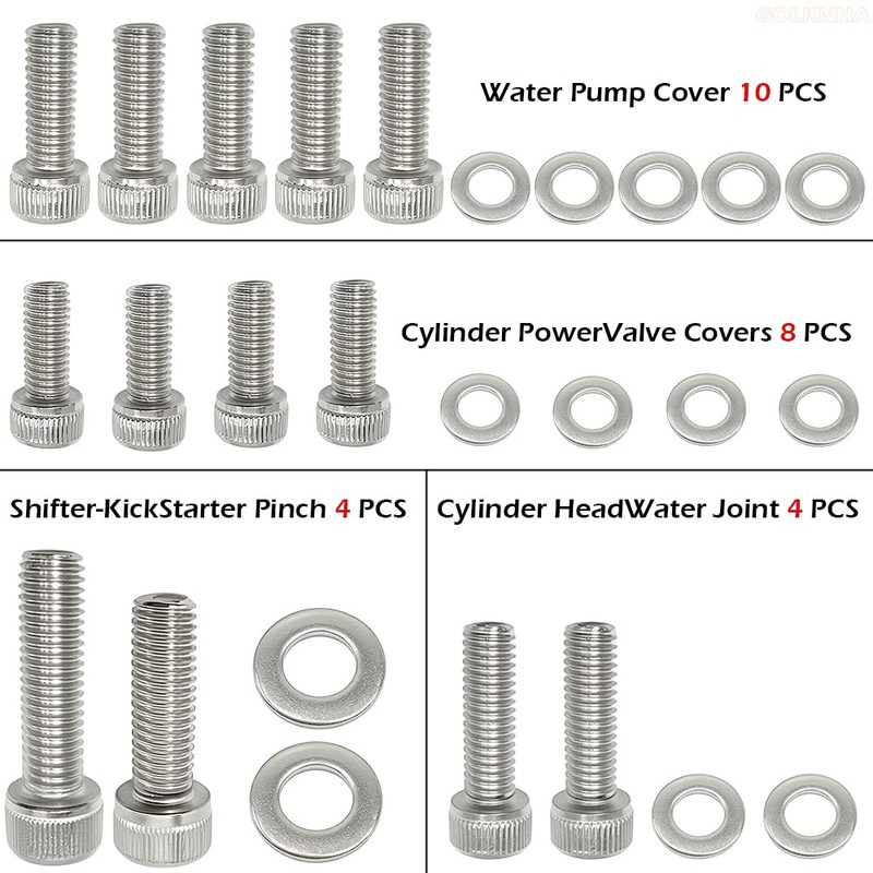 GOLKNHA 164 PCS Polished Stainless Steel Engine Bolt Screw Kit