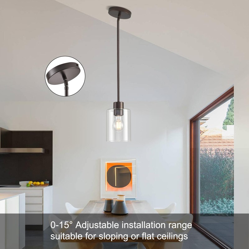 KLSS Oil Rubbed Bronze Pendant Lights Kitchen Island - Clear