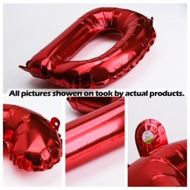 [36 PCS] 16" Foil Red Letter Number Balloons Set of A-Z 0-9, Mylar Aluminum Hanging Alphabet for Romance Valentine's day Graduation New Year eve Birthday Party Decorations