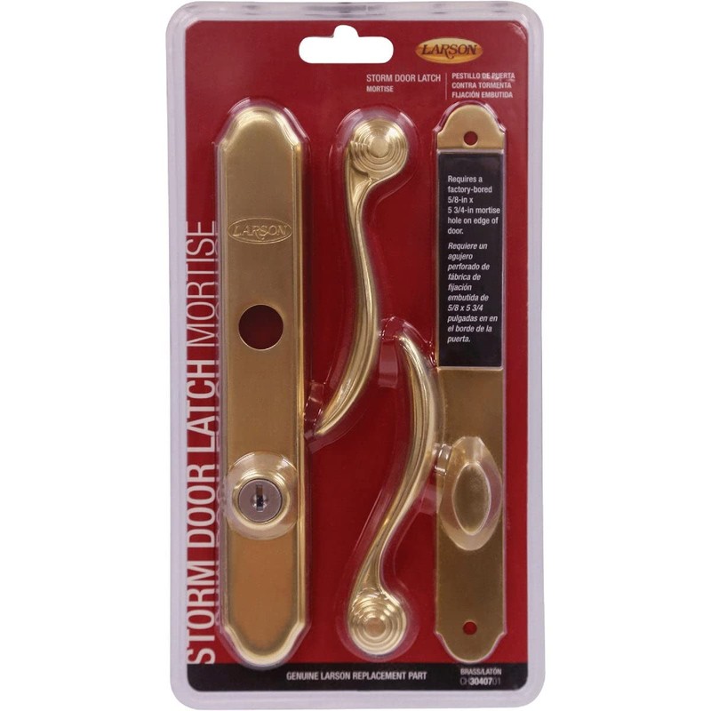 Larson Certified Storm Door Revere Mortise Brass Handle Set, Storm