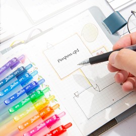 M&G 10 Pcs Colored Gel Pens, 0.5mm Color Retractable Gel Pens Medium Point, 10 Packs New Assorted Ink Color Pens, Quick Dry Gel Ink Pens for Writing Journaling Taking Notes Office School Women Men