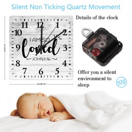 Mighun I Am So Loved Bible Wall Clock 10inch Silent Wall Clock Inspirational Saying Hanging Clock Decorative Clock for Bedroom Living Room Dining Room Study Room