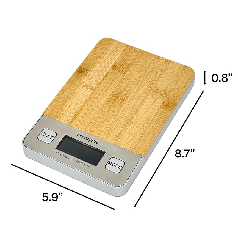 PantryPro Bamboo Platform Digital Kitchen Scale - 11 pounds Capacity