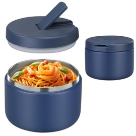 Pawtong 12oz Insulated Vacuum Food Jar with Buckle Lid Wide Mouth Soup Thermo for Hot Food Kids Leakproof Stainless Steel Lunch Container- Blue 1 Pack
