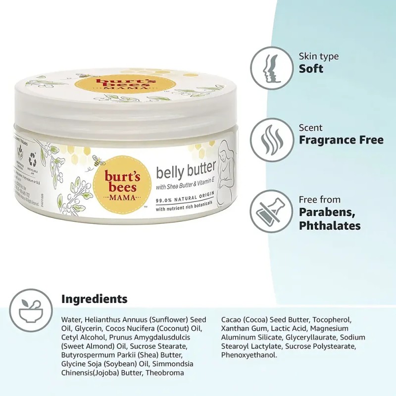 Crema Abdomen Burt's Bees Mama Bee Hidratante y Suavizante 184.2g