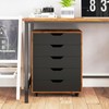 POWERSTONE 5 Drawers Chest Wood Storage Cabinets with Locking Wheels