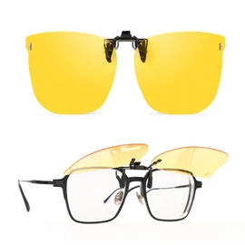 VLYX Clip-On Night Driving Glasses, Polarized HD Anti Glare, UV400 Protection for Day & Night Use, Universal Fit Unisex Eyewear for Driving Fishing Cycling Running Skiing (Includes Case)
