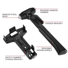 MOTORBUDDY 2-Pack Car Safety Hammer, 3-in-1 Auto Emergency Escape Hammer with Window Breaker and Seat Belt Cutter, Striking Black Emergency Escape Tool for Car Accidents