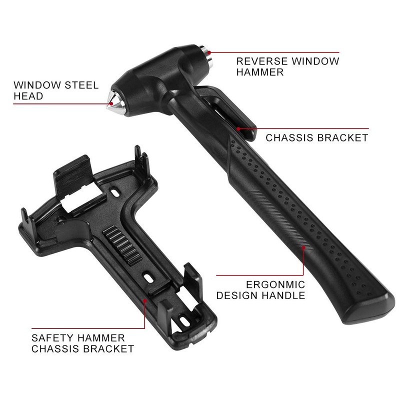 MOTORBUDDY 2-Pack Car Safety Hammer, 3-in-1 Auto Emergency Escape Hammer