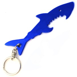 Blue Shark Keychain Bottle Opener - Blank - Black Blue Green Purple or Red - 1-100 Packs